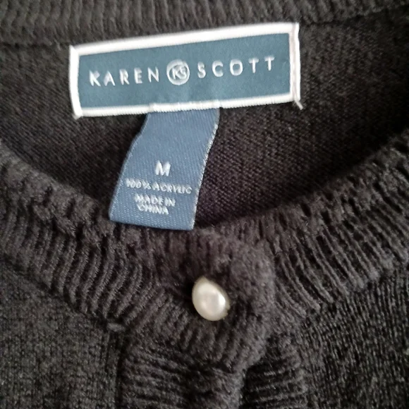 Karen Scott Classic Black Button-Up Cardigan - Picture 2 of 5